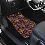 Vintage Dragon Flower Pattern Print Front and Back Car Floor Mats