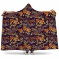 Vintage Dragon Flower Pattern Print Hooded Blanket