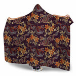 Vintage Dragon Flower Pattern Print Hooded Blanket