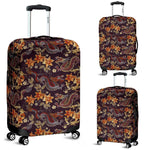 Vintage Dragon Flower Pattern Print Luggage Cover GearFrost