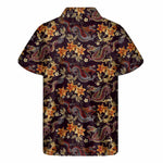 Vintage Dragon Flower Pattern Print Men's Short Sleeve Shirt