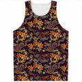 Vintage Dragon Flower Pattern Print Men's Tank Top
