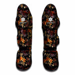 Vintage Dragon Flower Pattern Print Muay Thai Shin Guard