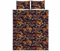 Vintage Dragon Flower Pattern Print Quilt Bed Set