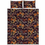 Vintage Dragon Flower Pattern Print Quilt Bed Set