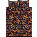 Vintage Dragon Flower Pattern Print Quilt Bed Set