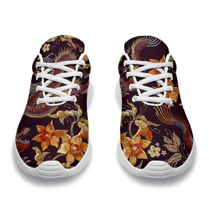 Vintage Dragon Flower Pattern Print Sport Shoes GearFrost