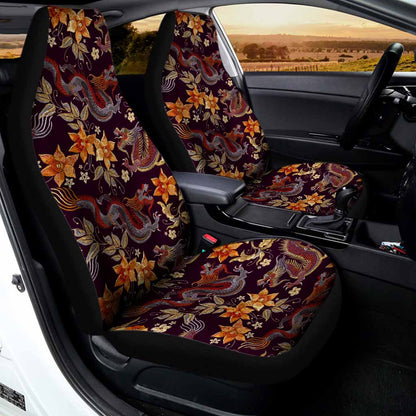 Vintage Dragon Flower Pattern Print Universal Fit Car Seat Covers