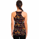 Vintage Dragon Flower Pattern Print Women's Racerback Tank Top