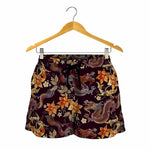 Vintage Dragon Flower Pattern Print Women's Shorts