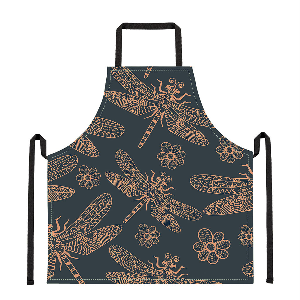 Vintage Dragonfly Pattern Print Apron