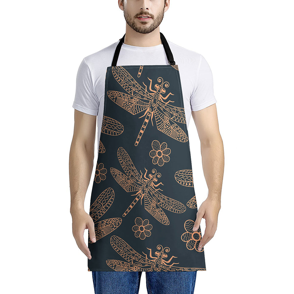 Vintage Dragonfly Pattern Print Apron