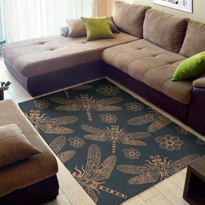 Vintage Dragonfly Pattern Print Area Rug