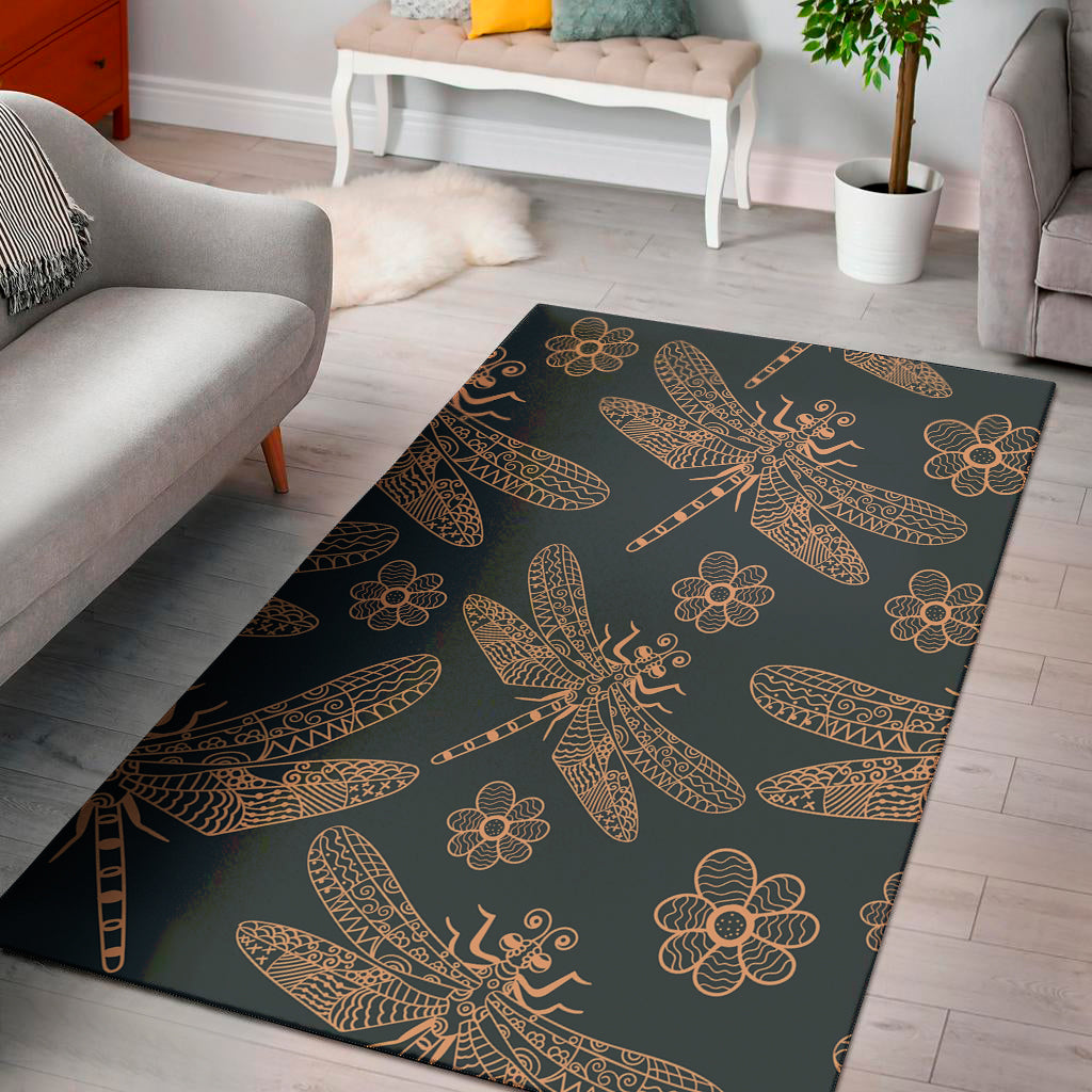 Vintage Dragonfly Pattern Print Area Rug