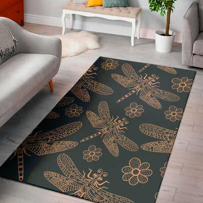 Vintage Dragonfly Pattern Print Area Rug