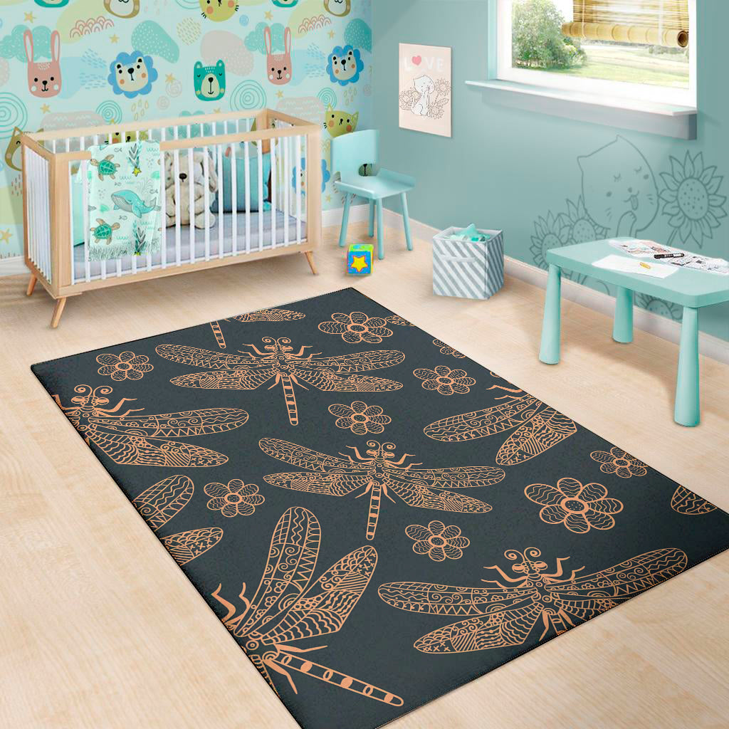 Vintage Dragonfly Pattern Print Area Rug