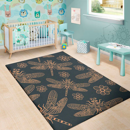 Vintage Dragonfly Pattern Print Area Rug