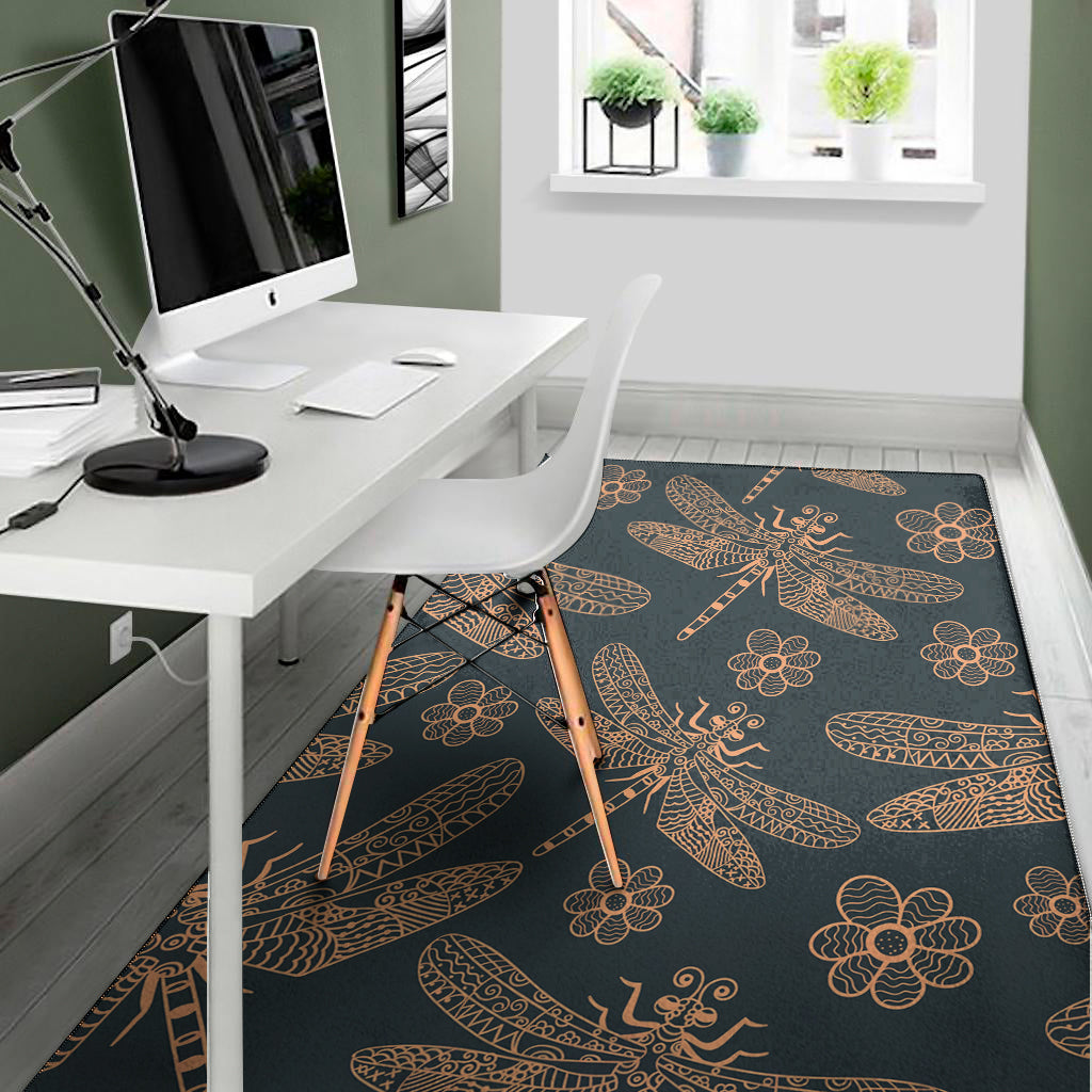 Vintage Dragonfly Pattern Print Area Rug