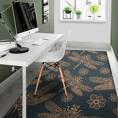 Vintage Dragonfly Pattern Print Area Rug