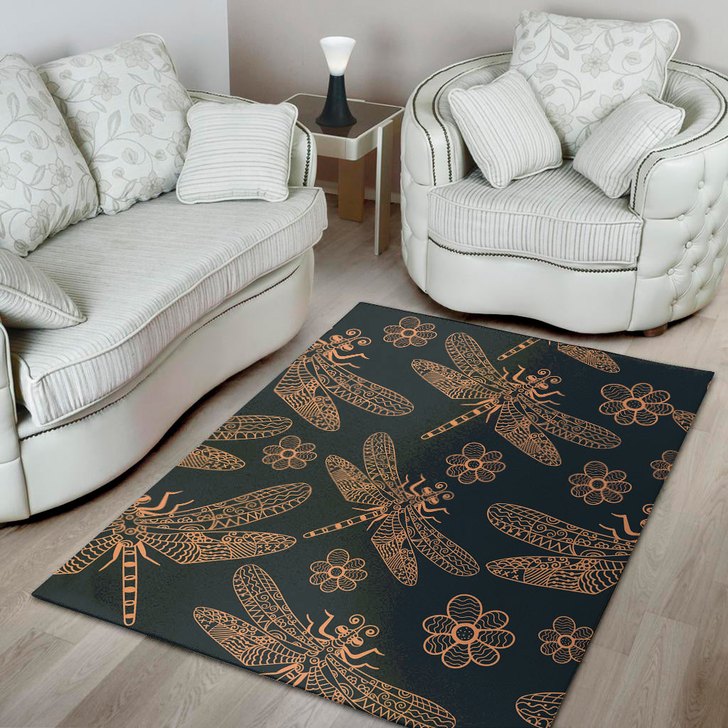 Vintage Dragonfly Pattern Print Area Rug