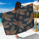 Vintage Dragonfly Pattern Print Beach Sarong Wrap