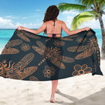 Vintage Dragonfly Pattern Print Beach Sarong Wrap