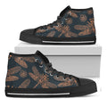 Vintage Dragonfly Pattern Print Black High Top Sneakers