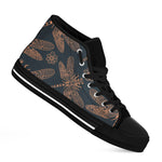 Vintage Dragonfly Pattern Print Black High Top Shoes