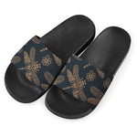 Vintage Dragonfly Pattern Print Black Slide Sandals