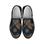 Vintage Dragonfly Pattern Print Black Slip On Shoes