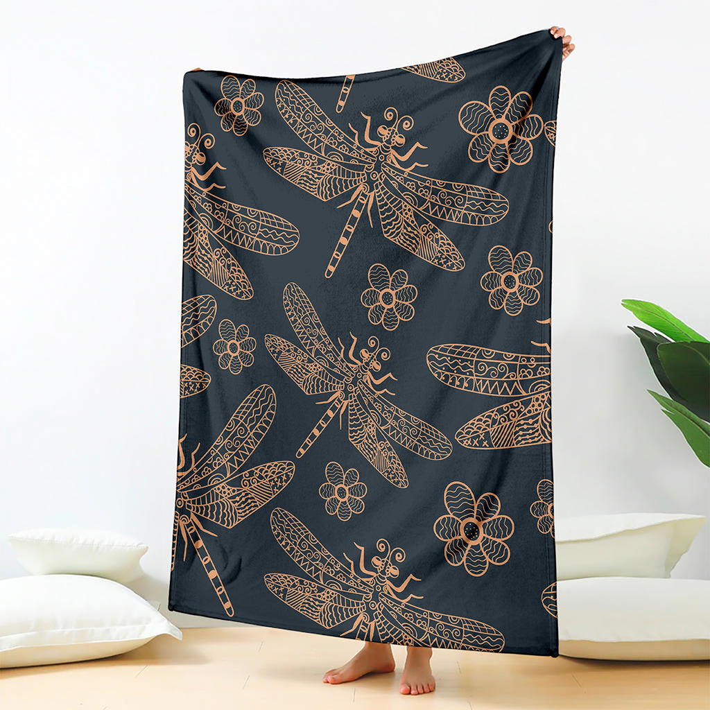 Vintage Dragonfly Pattern Print Blanket