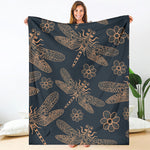 Vintage Dragonfly Pattern Print Blanket