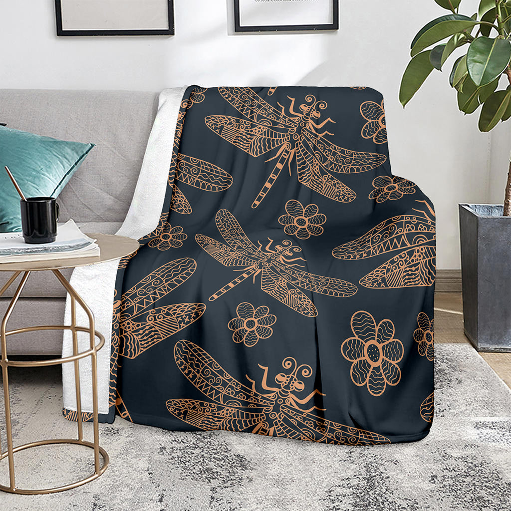 Vintage Dragonfly Pattern Print Blanket