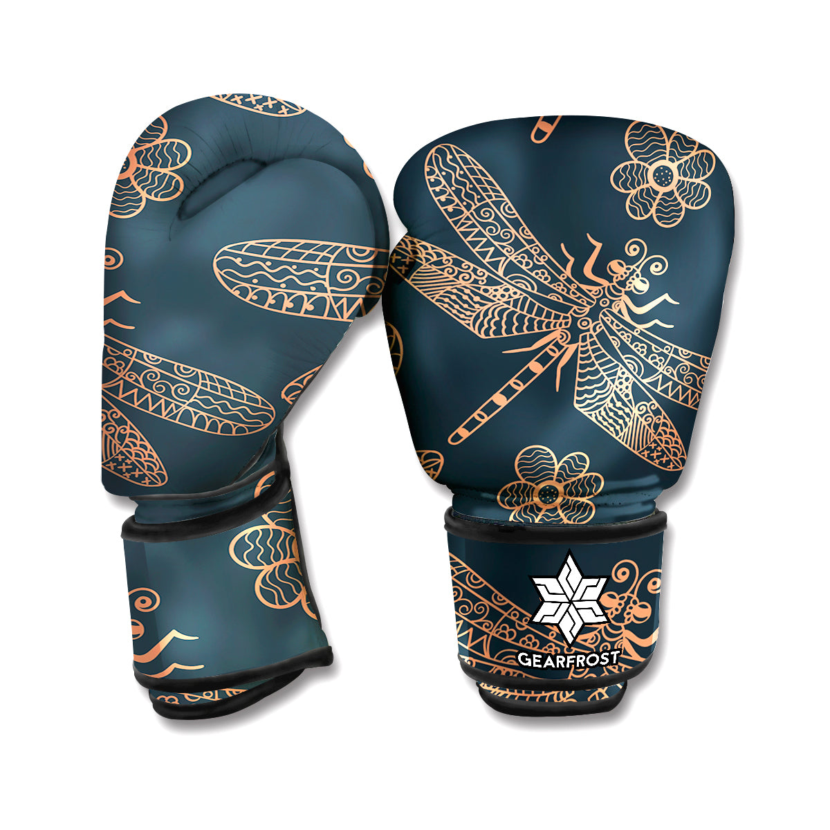 Vintage Dragonfly Pattern Print Boxing Gloves