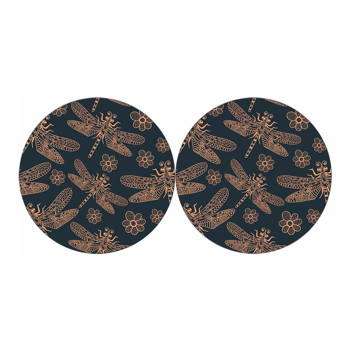 Vintage Dragonfly Pattern Print Car Coasters