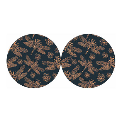 Vintage Dragonfly Pattern Print Car Coasters