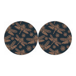Vintage Dragonfly Pattern Print Car Coasters