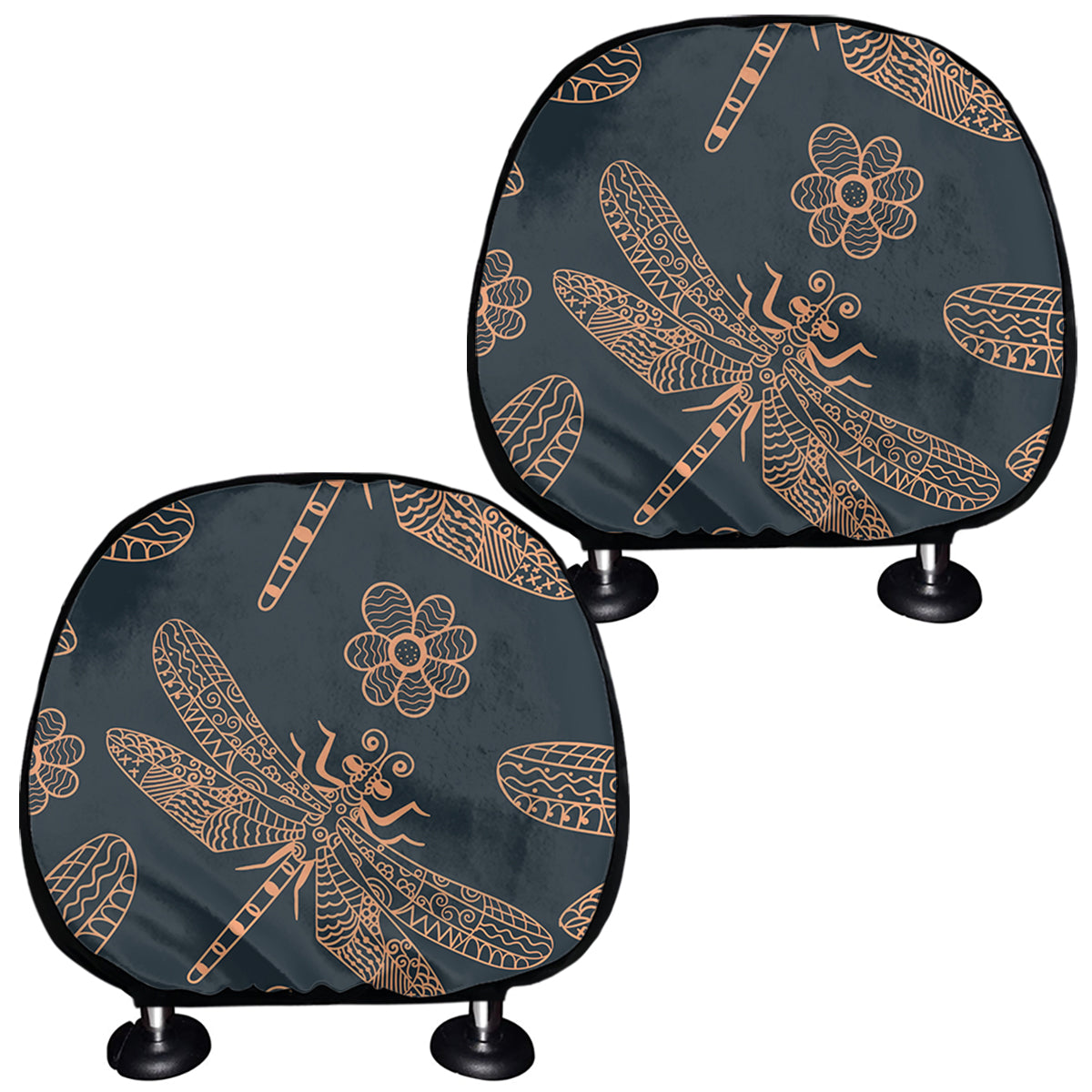 Vintage Dragonfly Pattern Print Car Headrest Covers