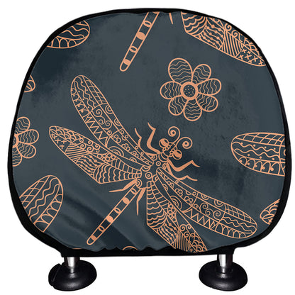 Vintage Dragonfly Pattern Print Car Headrest Covers