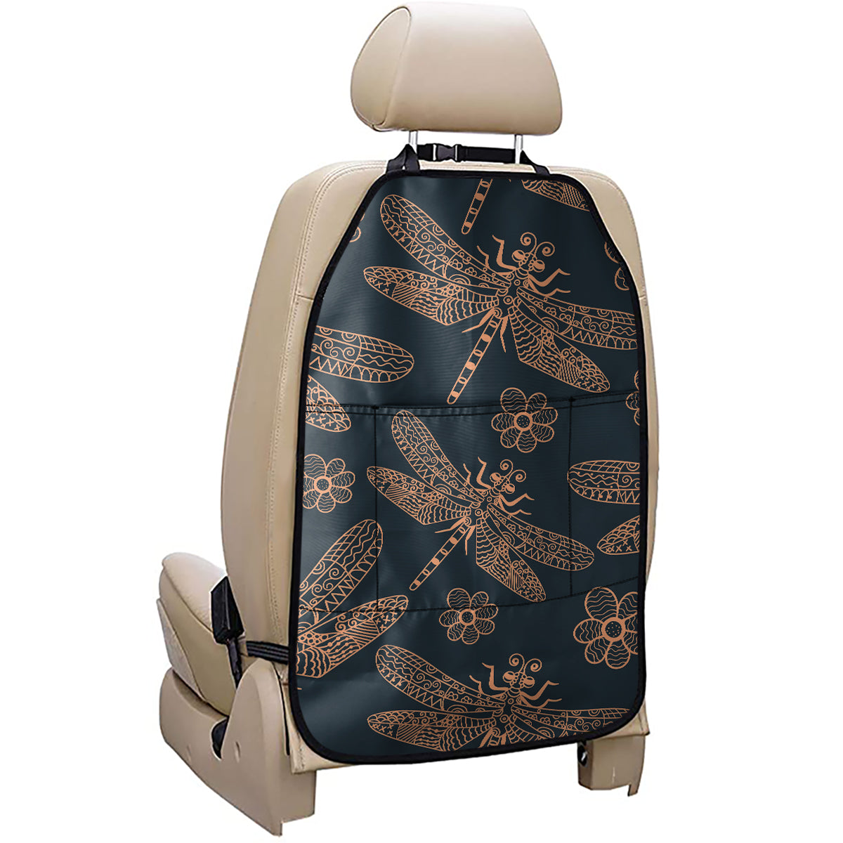 Vintage Dragonfly Pattern Print Car Seat Organizers