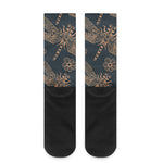 Vintage Dragonfly Pattern Print Crew Socks