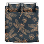 Vintage Dragonfly Pattern Print Duvet Cover Bedding Set