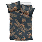 Vintage Dragonfly Pattern Print Duvet Cover Bedding Set