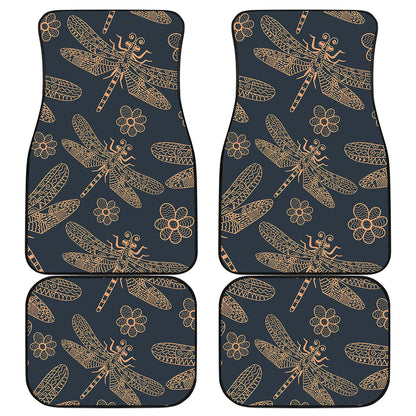 Vintage Dragonfly Pattern Print Front and Back Car Floor Mats