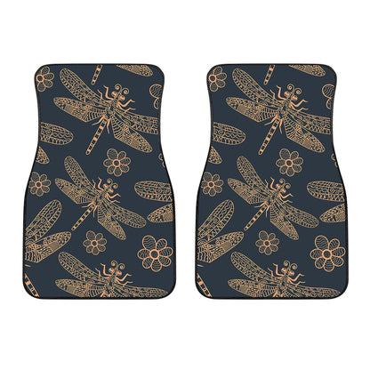 Vintage Dragonfly Pattern Print Front Car Floor Mats
