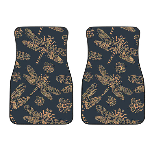 Vintage Dragonfly Pattern Print Front Car Floor Mats