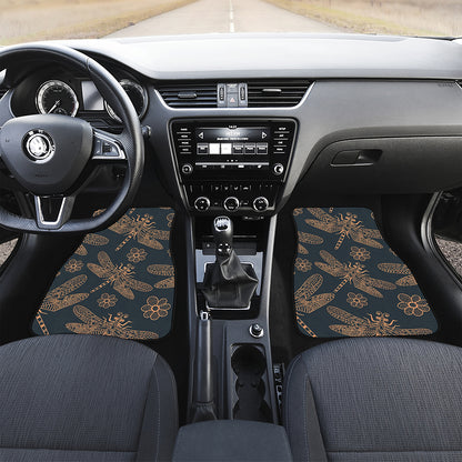Vintage Dragonfly Pattern Print Front Car Floor Mats