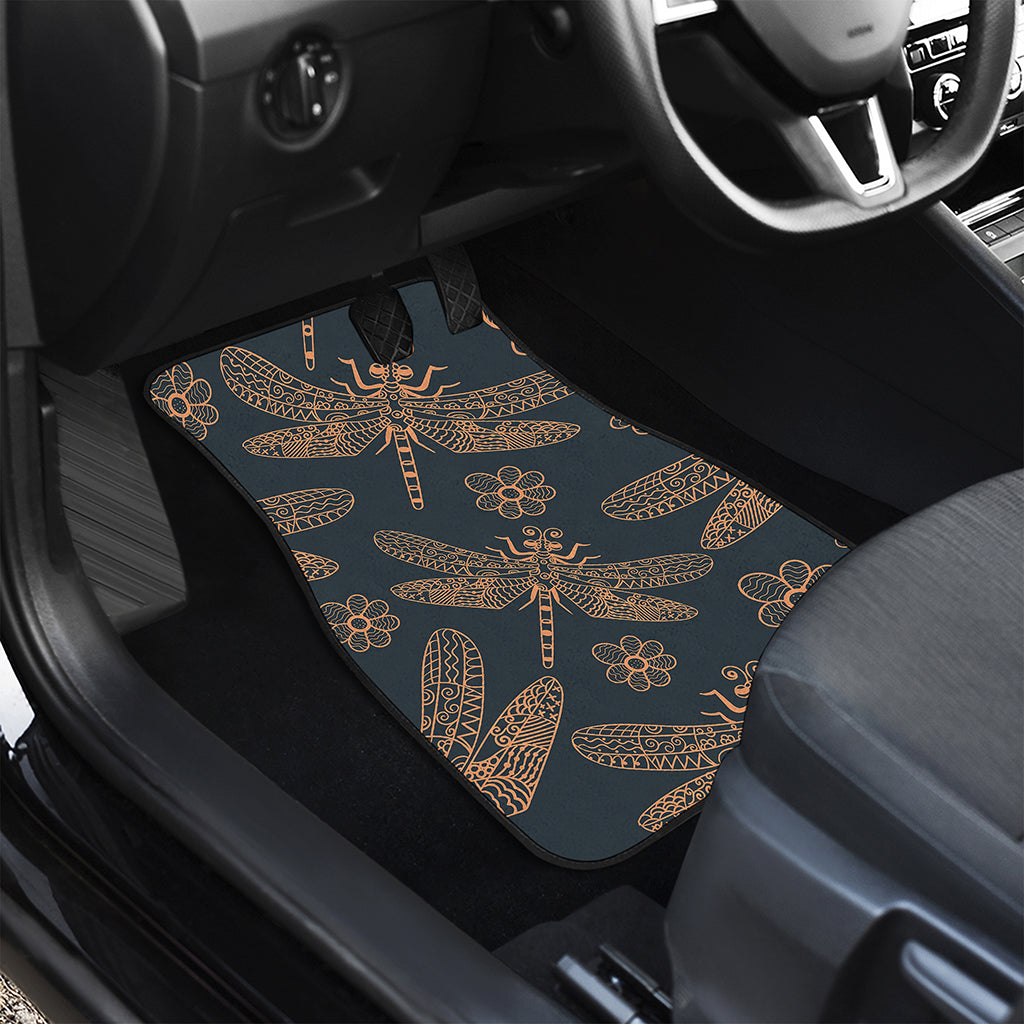Vintage Dragonfly Pattern Print Front Car Floor Mats