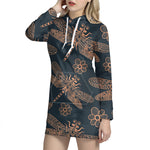Vintage Dragonfly Pattern Print Hoodie Dress