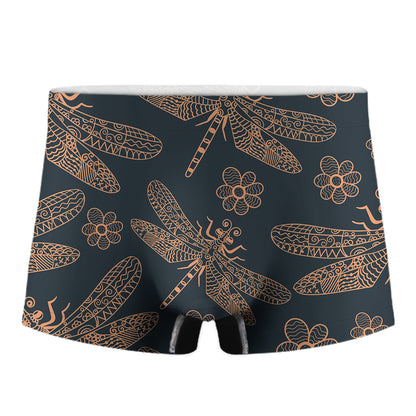 Vintage Dragonfly Pattern Print Men's Boxer Briefs